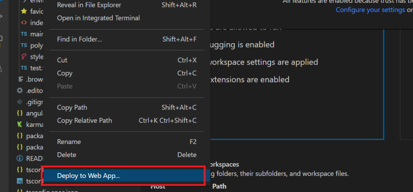 How to deploy an Angular application using visual studio code